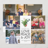 Klassieke Moderne Liefde Vrede Vrede Kerstmis 5 Fo Feestdagenkaart (Voorkant / Achterkant)