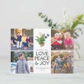 Klassieke Moderne Liefde Vrede Vrede Kerstmis 5 Fo Feestdagenkaart (Staand voorkant)