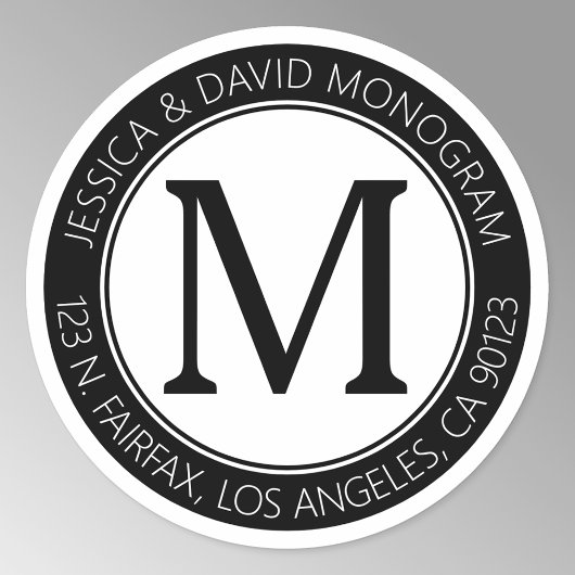 Klassieke moderne look | Zwart-wit retouradres Ronde Sticker