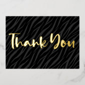 Klassieke Moderne Luxe Zebraprint Zwarte Dankjewel Folie Feestdagenkaart (Voorkant)