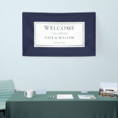 Klassieke moderne marine blauw bruiloft welkom spandoek (Beurs)