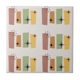 Klassieke moderne mideeuw 50s l Starburst Retro Tegeltje
