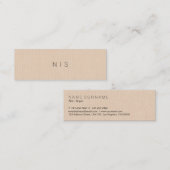 Klassieke, moderne, minimale bruine Linen achtergr Mini Visitekaartje (Voorkant / Achterkant)