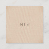 Klassieke, moderne, minimale bruine Linen achtergr Vierkante Visitekaartje (Voorkant)