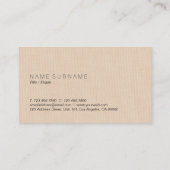 Klassieke, moderne, minimale bruine Linen achtergr Visitekaartje (Achterkant)