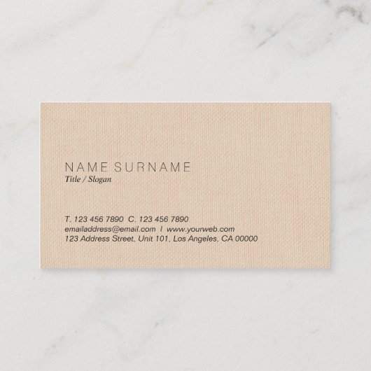 Klassieke, moderne, minimale bruine Linen achtergr Visitekaartje (Achterkant)
