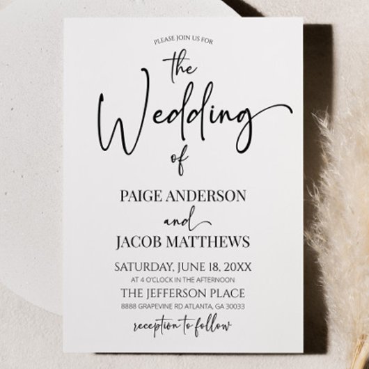 Klassieke moderne minimalistische eenvoudige bruil kaart