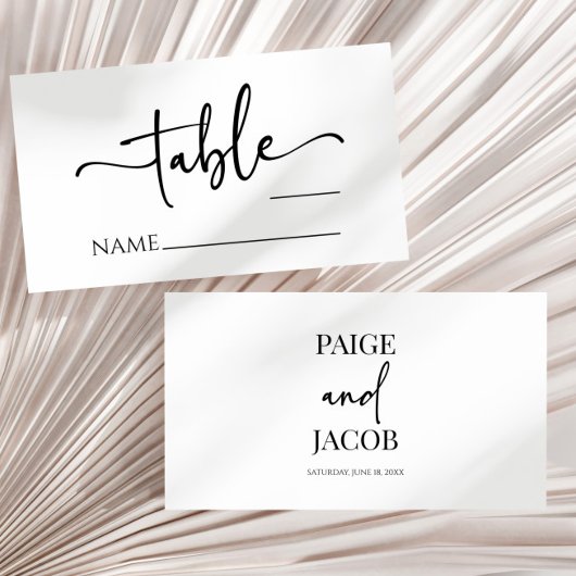 Klassieke moderne minimalistische eenvoudige bruil plaatskaartje