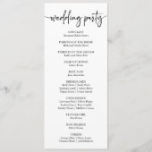 Klassieke moderne minimalistische eenvoudige bruil programmakaart (Achterkant)