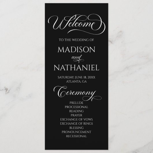 Klassieke moderne minimalistische elegante bruilof programmakaart (Voorkant)