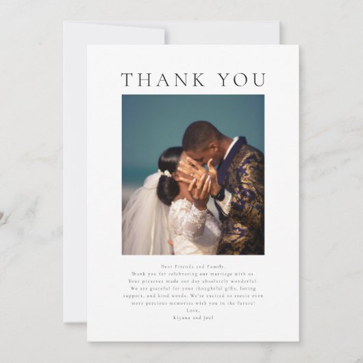 Klassieke Moderne Minimalistische Fotobruiloft Bedankkaart (Voorkant)