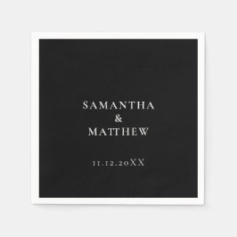 Klassieke moderne minimalistische zwarte bruiloft servet