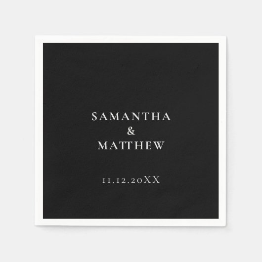Klassieke moderne minimalistische zwarte bruiloft servet (Voorkant)