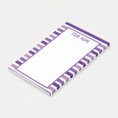 Klassieke moderne naam Paarse en witte strepen Post-it® Notes (Schuin)