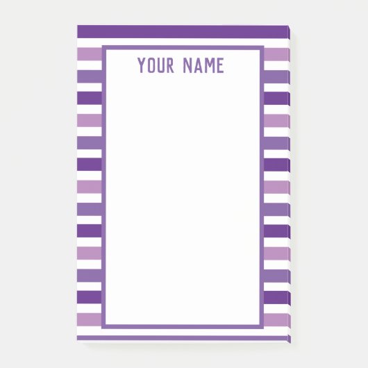 Klassieke moderne naam Paarse en witte strepen Post-it® Notes (Voorkant)