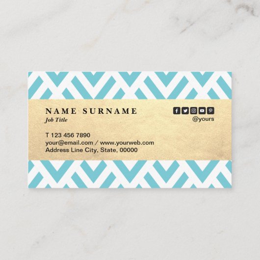 Klassieke, moderne Pattern Gold Accent Blue Loyalt Visitekaartje (Achterkant)