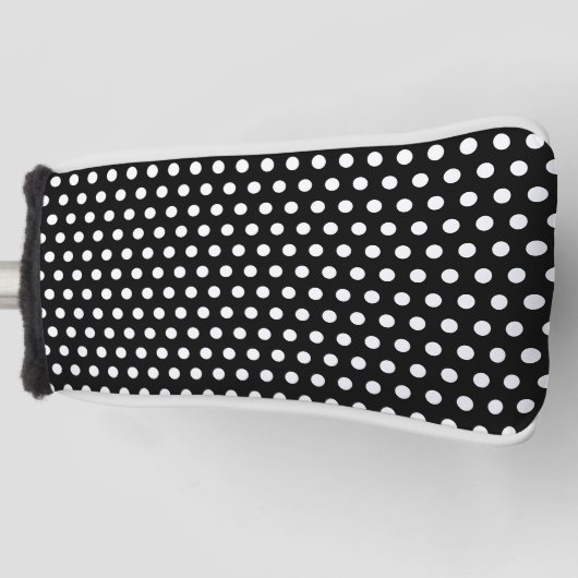 Klassieke Moderne Polka Dots Zwart en Wit Golfheadcover (Voorkant)