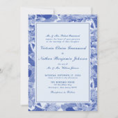 Klassieke moderne retroBlue Chinoiserie bruiloft Kaart (Voorkant)