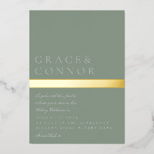 Klassieke Moderne Sage Groene Gouden Streep Bruilo