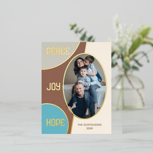 Klassieke moderne seizoengroeten Gold Folie Feestdagen Briefkaart (Staand Voorkant)