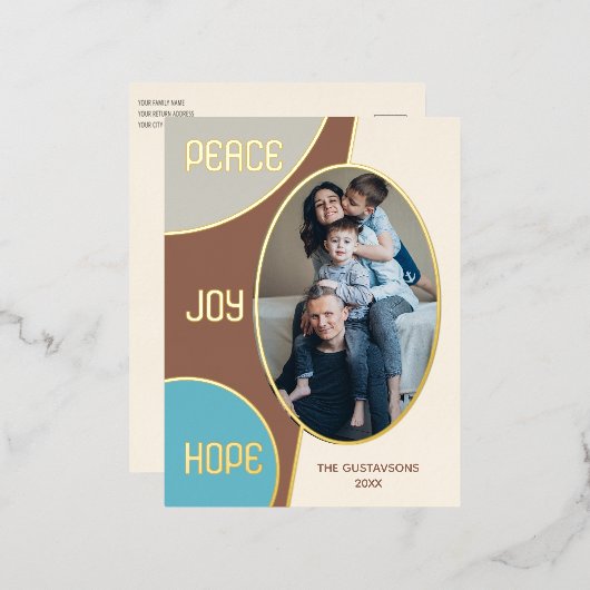 Klassieke moderne seizoengroeten Gold Folie Feestdagen Briefkaart (Voorkant / Achterkant)