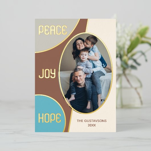 Klassieke moderne seizoengroeten Gold Folie Feestdagenkaart (Staand Voorkant)