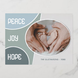 Klassieke moderne seizoengroeten Silver Gold Folie Feestdagen Briefkaart