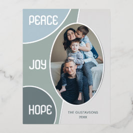 Klassieke moderne seizoengroeten Silver Gold Folie Feestdagen Briefkaart