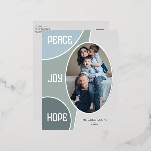 Klassieke moderne seizoengroeten Silver Gold Folie Feestdagen Briefkaart (Voorkant / Achterkant)