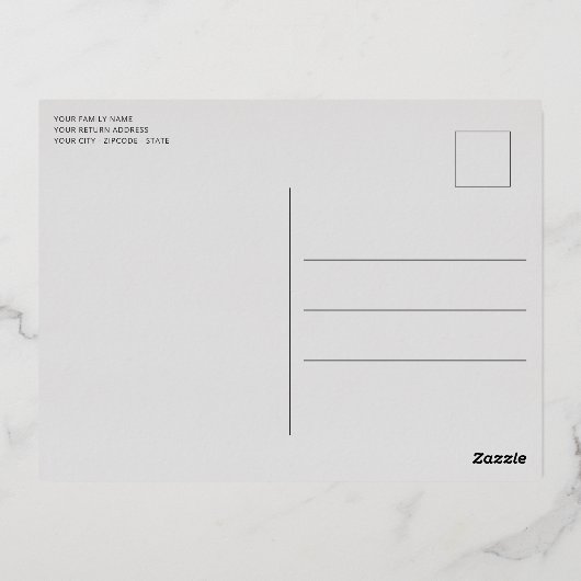 Klassieke moderne seizoengroeten Silver Gold Folie Feestdagen Briefkaart (Achterkant)