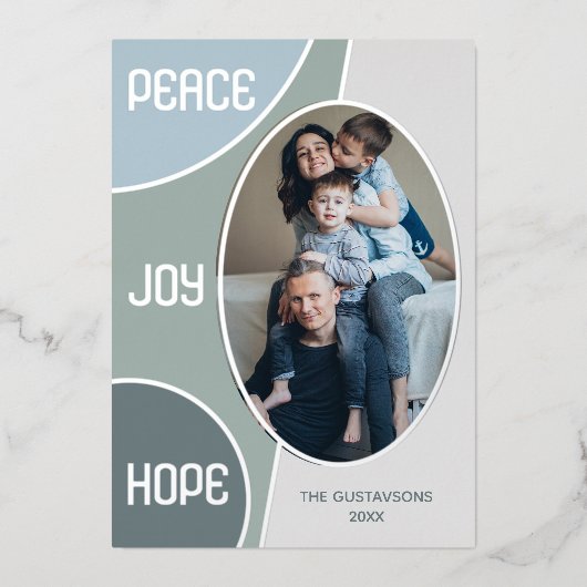 Klassieke moderne seizoengroeten Silver Gold Folie Feestdagenkaart (Voorkant)