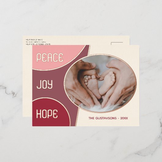 Klassieke moderne seizoensgroeten Gold Foil Holida Folie Feestdagen Briefkaart (Voorkant / Achterkant)