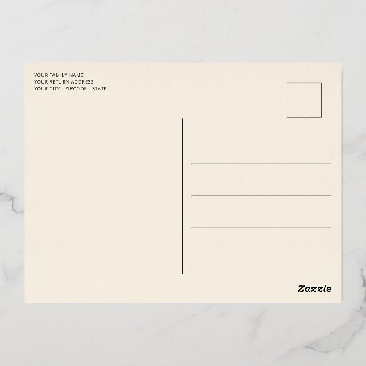 Klassieke moderne seizoensgroeten Gold Foil Holida Folie Feestdagen Briefkaart (Achterkant)