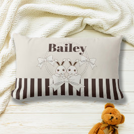 Klassieke Moderne Streep Leuke Twin Bunny Meisje Kussen