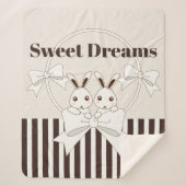 Klassieke Moderne Streep Leuke Twin Bunny Meisje Sherpa Deken (Voorkant)