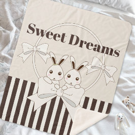 Klassieke Moderne Streep Leuke Twin Bunny Meisje Sherpa Deken