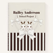 Klassieke Moderne Streep Mooie Cartoon Tweeling Ko Notitieboek (Voorkant)