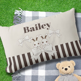 Klassieke moderne Stripe Cute Cartoon Bunny Buitenkussen