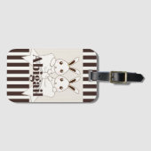 Klassieke moderne Stripe Cute Twin Bunny Kinder Bagagelabel (Voorkant (horizontaal))