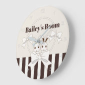 Klassieke moderne Stripe Cute Twin Bunny Kinder Grote Klok (Hoek)