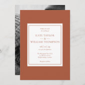 Klassieke Moderne Terracotta Foto Bruiloft Kaart (Voorkant / Achterkant)
