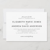 Klassieke moderne tijdloze zwart wit foto bruiloft kaart (Voorkant)