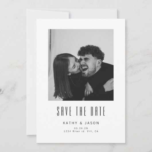 Klassieke moderne trouwfoto save the date (Voorkant)