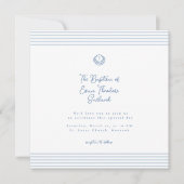 Klassieke moderne witte blauwe doop uitnodiging (Voorkant)