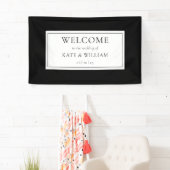 Klassieke moderne zwart-wit bruiloft welkom spandoek (Insitu)