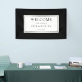 Klassieke moderne zwart-wit bruiloft welkom spandoek (Beurs)