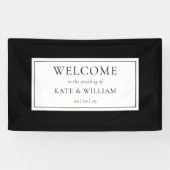 Klassieke moderne zwart-wit bruiloft welkom spandoek (Horizontaal)