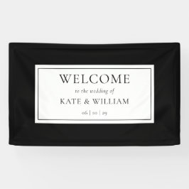 Klassieke moderne zwart-wit bruiloft welkom spandoek