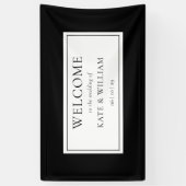 Klassieke moderne zwart-wit bruiloft welkom spandoek (Verticaal)