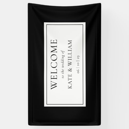 Klassieke moderne zwart-wit bruiloft welkom spandoek (Verticaal)